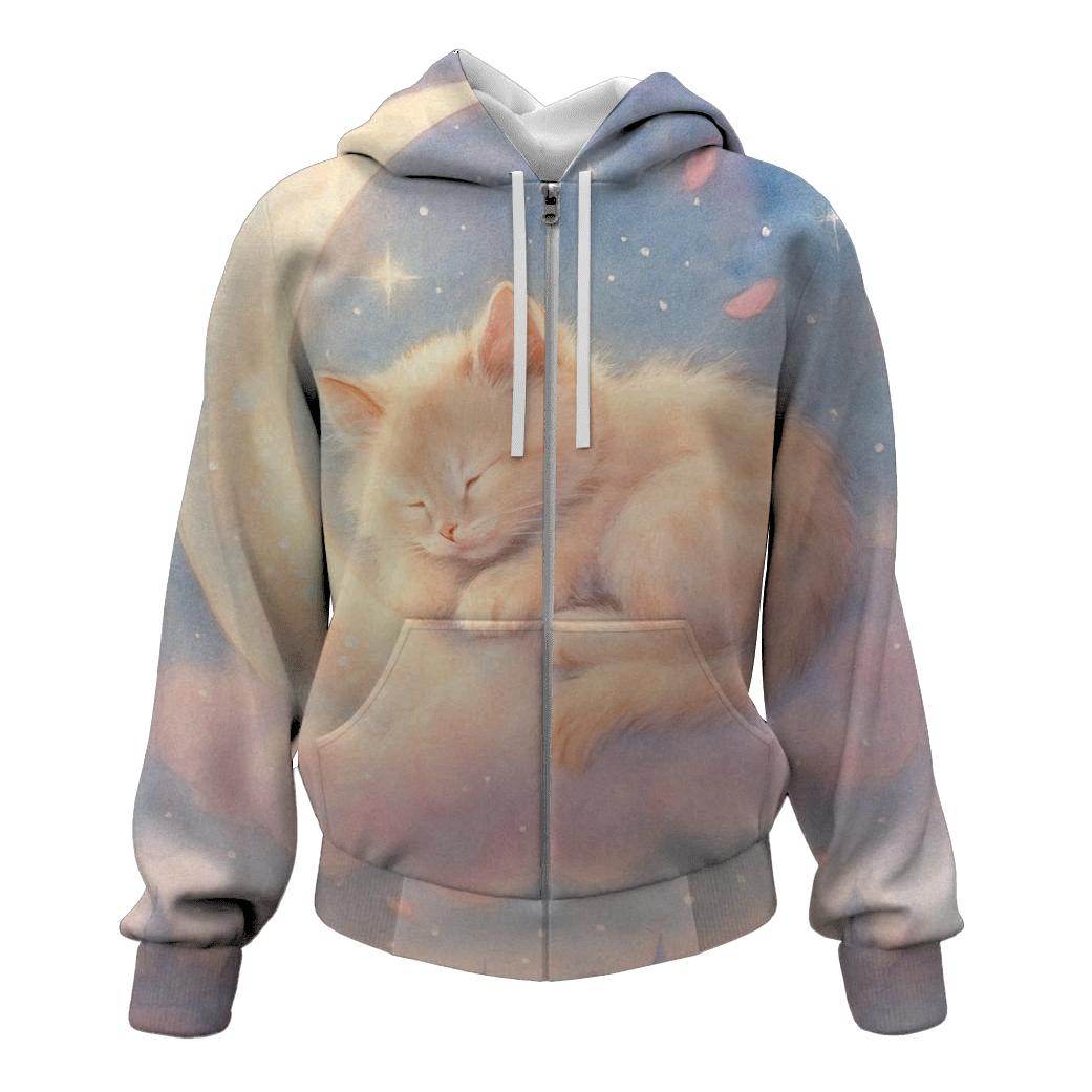 Moonlight Cloud Kitten zip-up hoodies