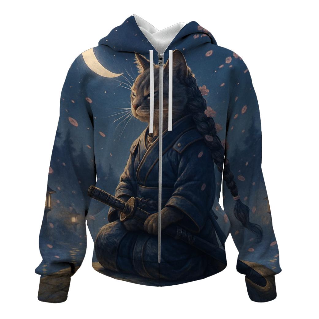 Starlit Samurai Cat hoodies fashion
