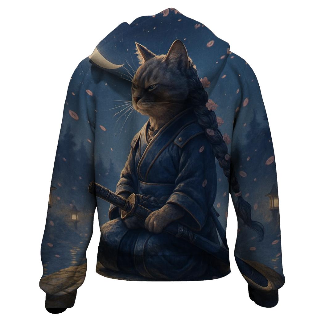 Starlit Samurai Cat hoodies fashion