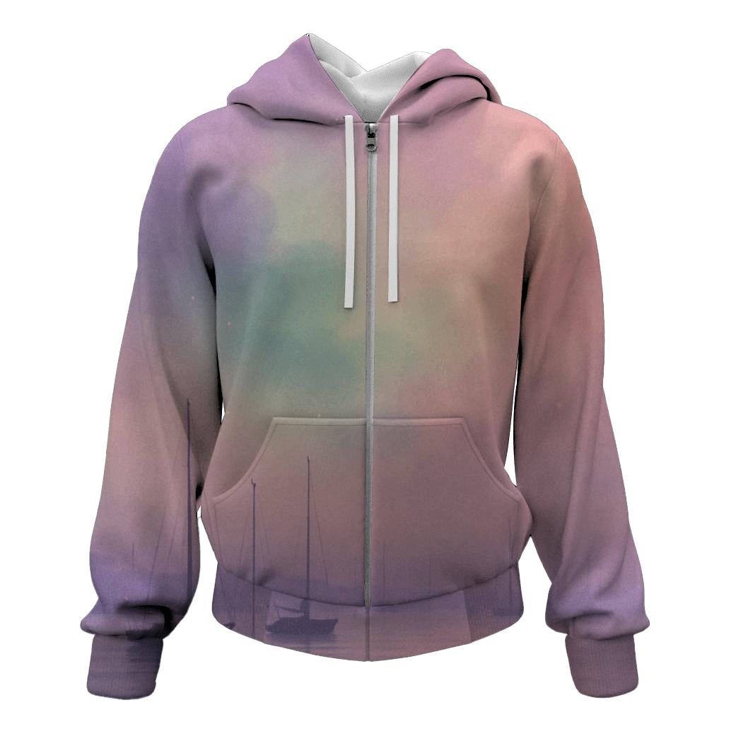 Pastel Veil Harbor zip-up hoodies