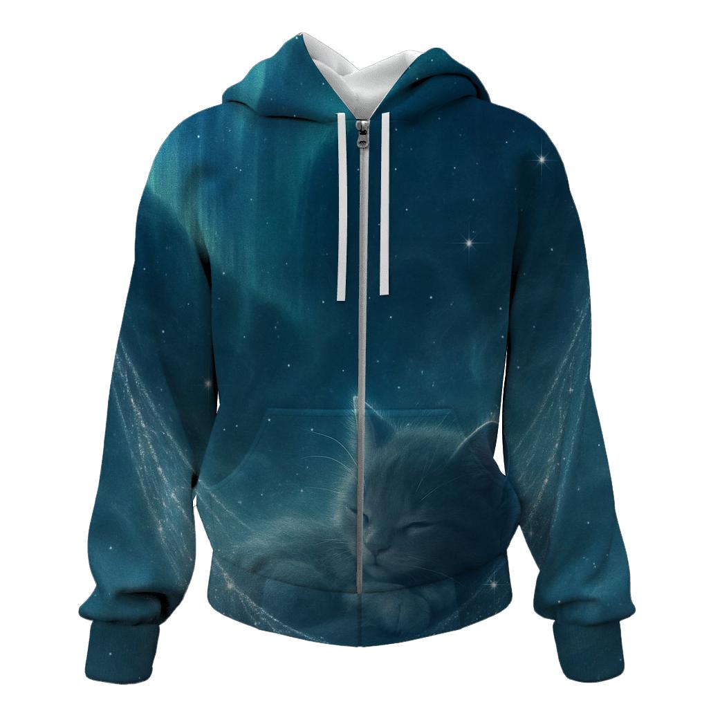 Aurora Nap Feline embroidered hoodies