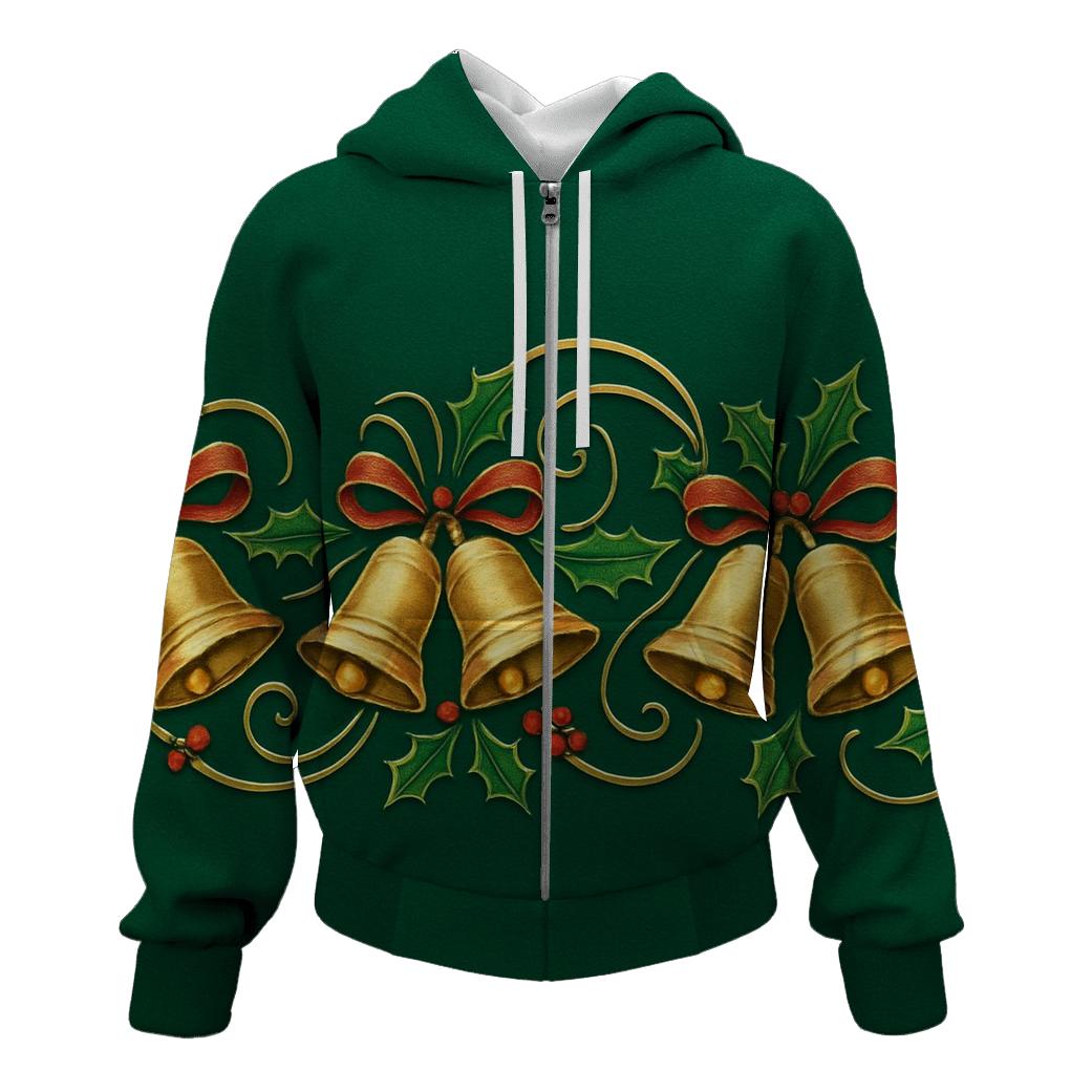 Gold Bell Wave On Emerald Background heavyweight hoodies