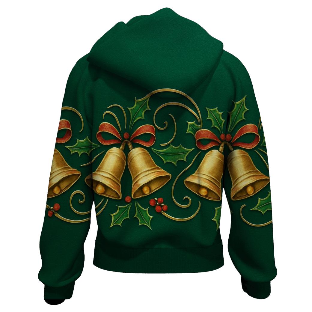 Gold Bell Wave On Emerald Background heavyweight hoodies