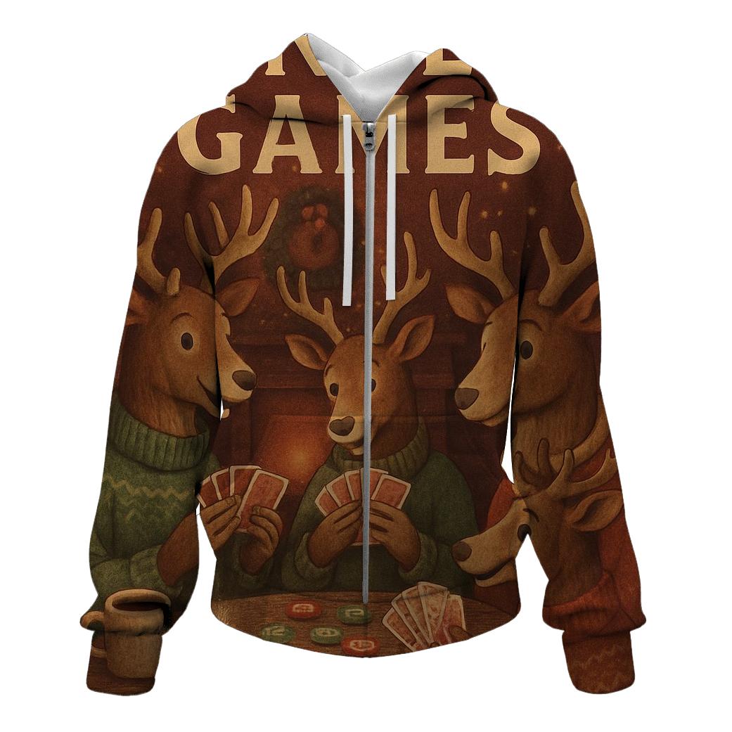 Reindeer Poker Night graphic hoodies
