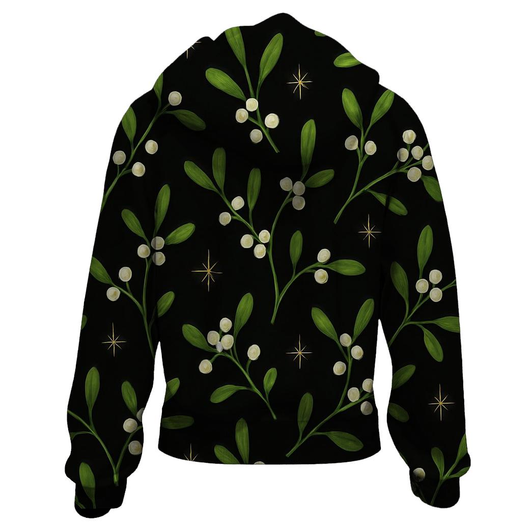 Mistletoe Rhythm Scatter On Black Background lightweight hoodies
