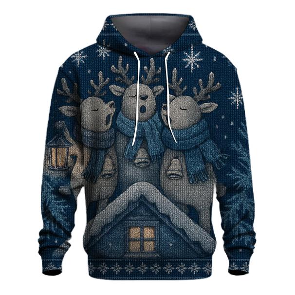 Starlit Reindeer Carolers premium hoodies