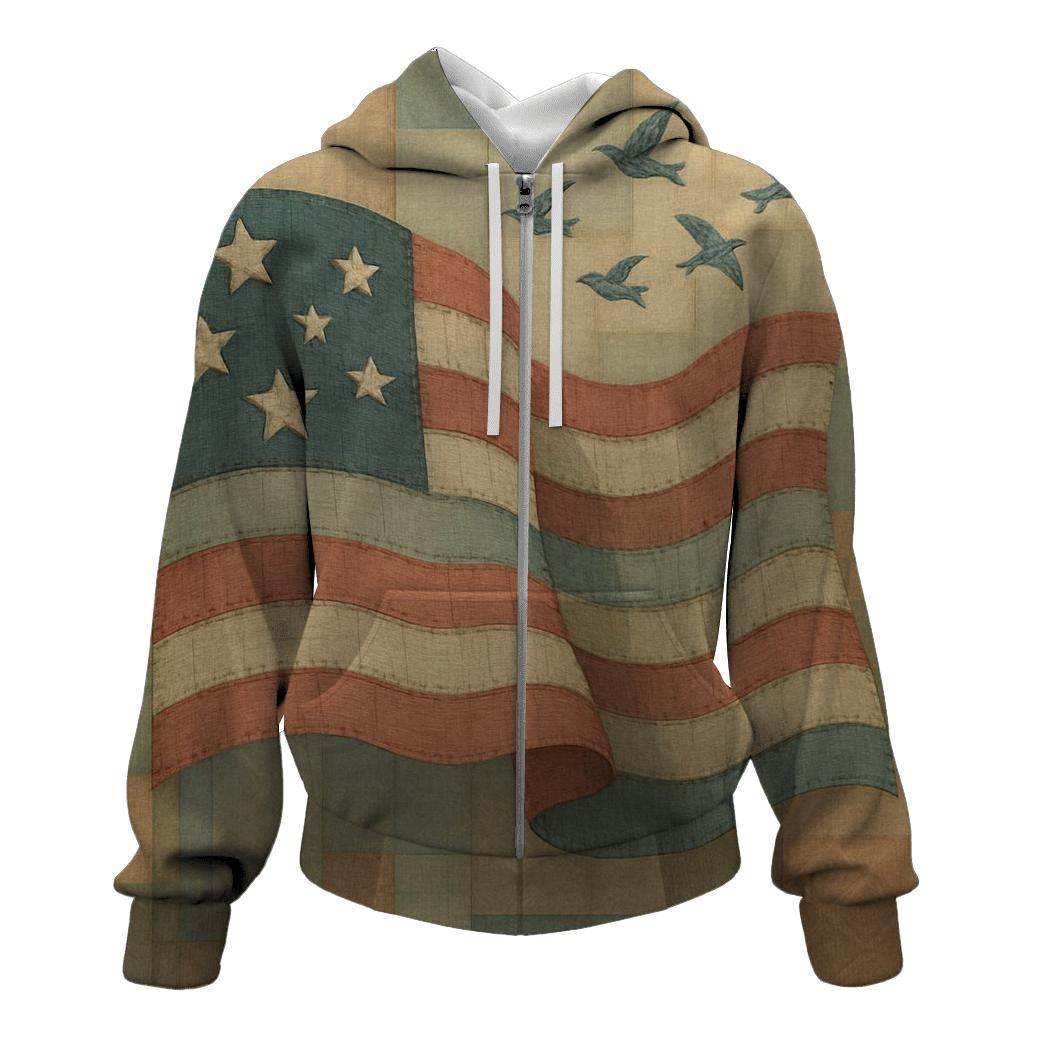 Abstract Patchwork Republic embroidered hoodies