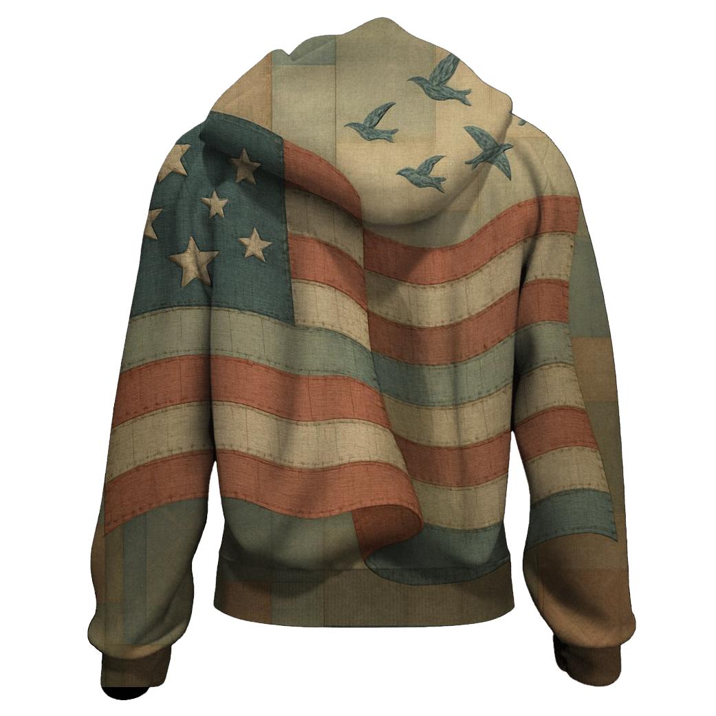 Abstract Patchwork Republic embroidered hoodies