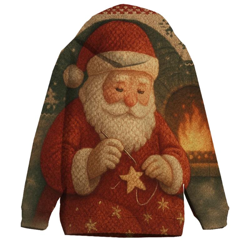 Patchwork Knitted Santa lightweight hoodies