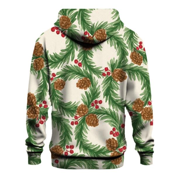 Evergreen Wreath Tessellation On Ivory Background premium hoodies