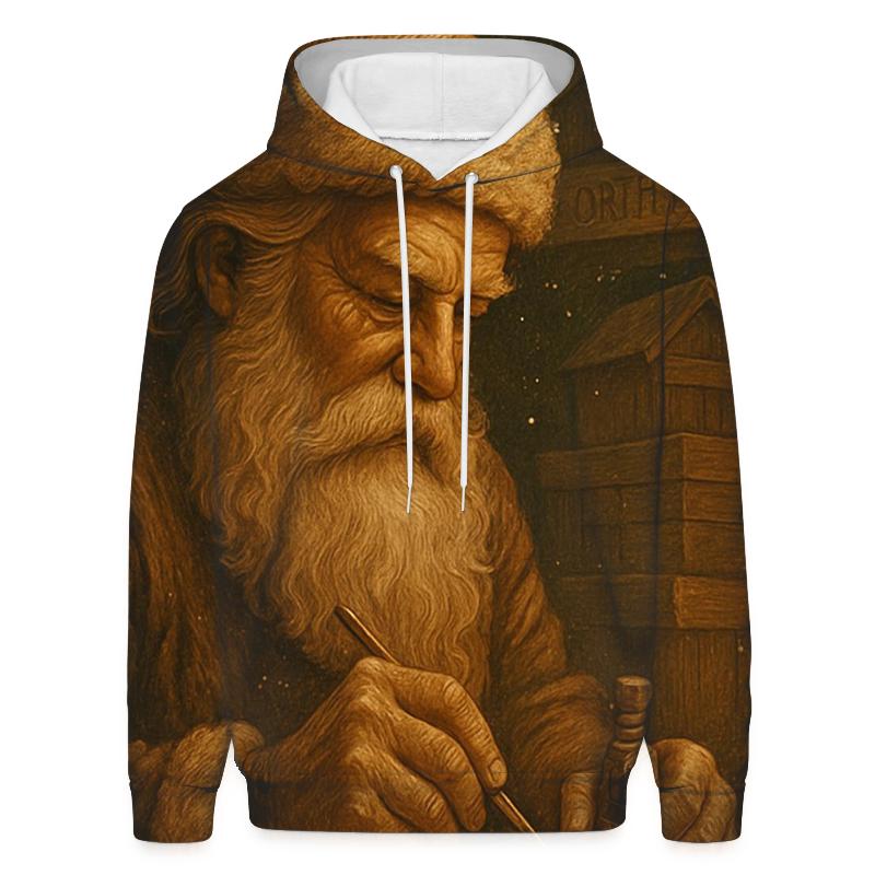 Heirloom Woodcarver Santa embroidered hoodies