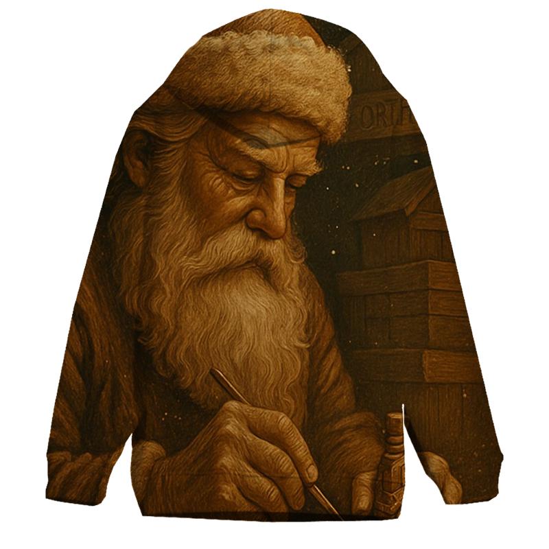 Heirloom Woodcarver Santa embroidered hoodies