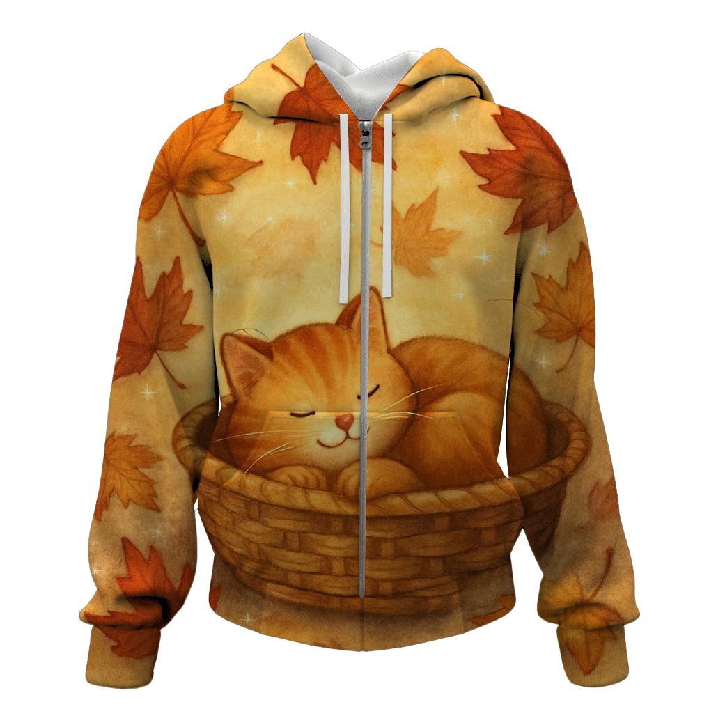 Maple Leaf Dream Cat lightweight hoodies
