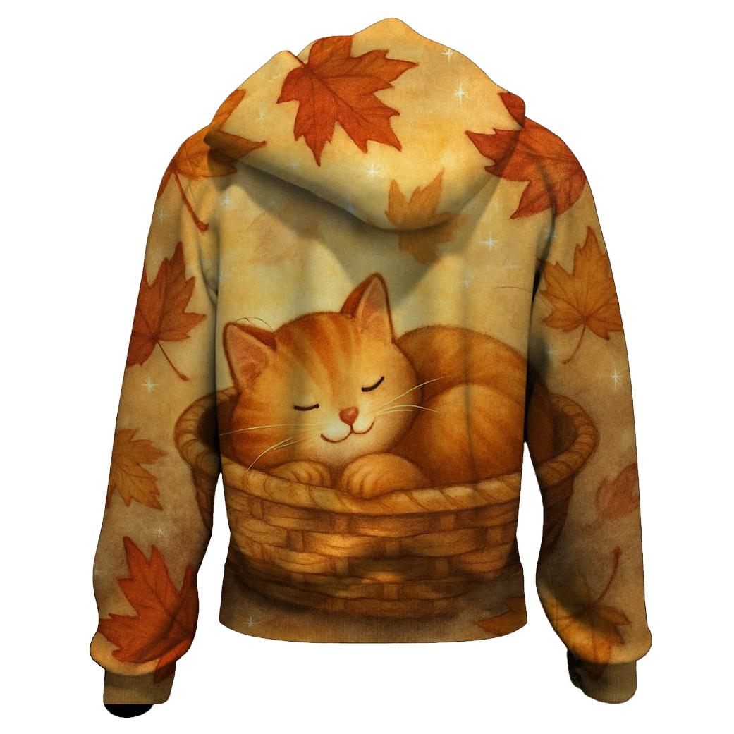 Maple Leaf Dream Cat lightweight hoodies