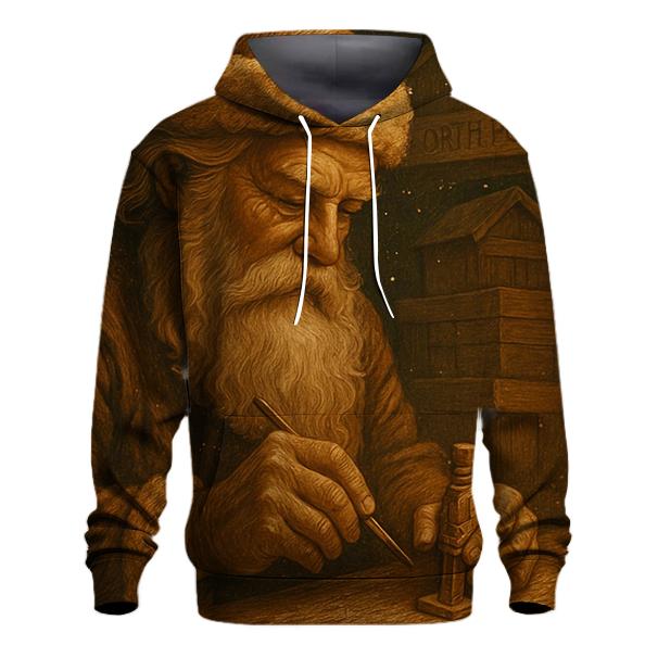 Heirloom Woodcarver Santa heavyweight hoodies