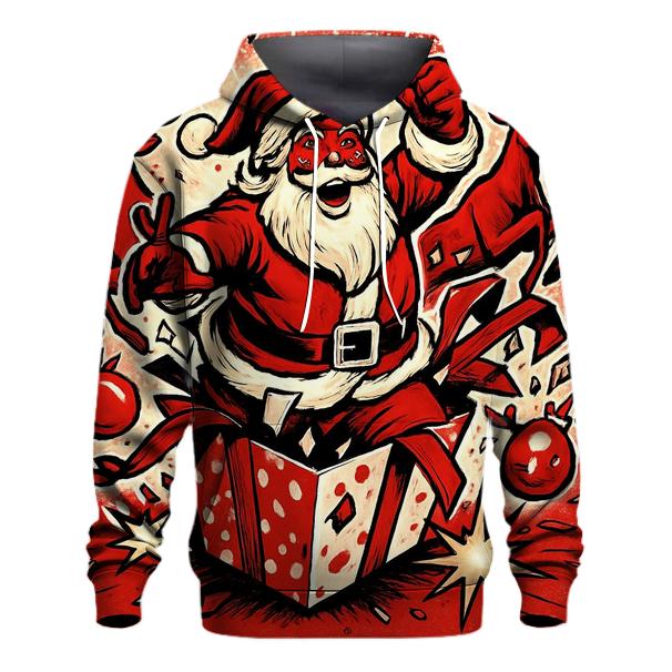 Retro Comic Rampage Santa embroidered hoodies
