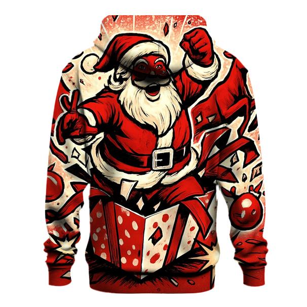 Retro Comic Rampage Santa embroidered hoodies