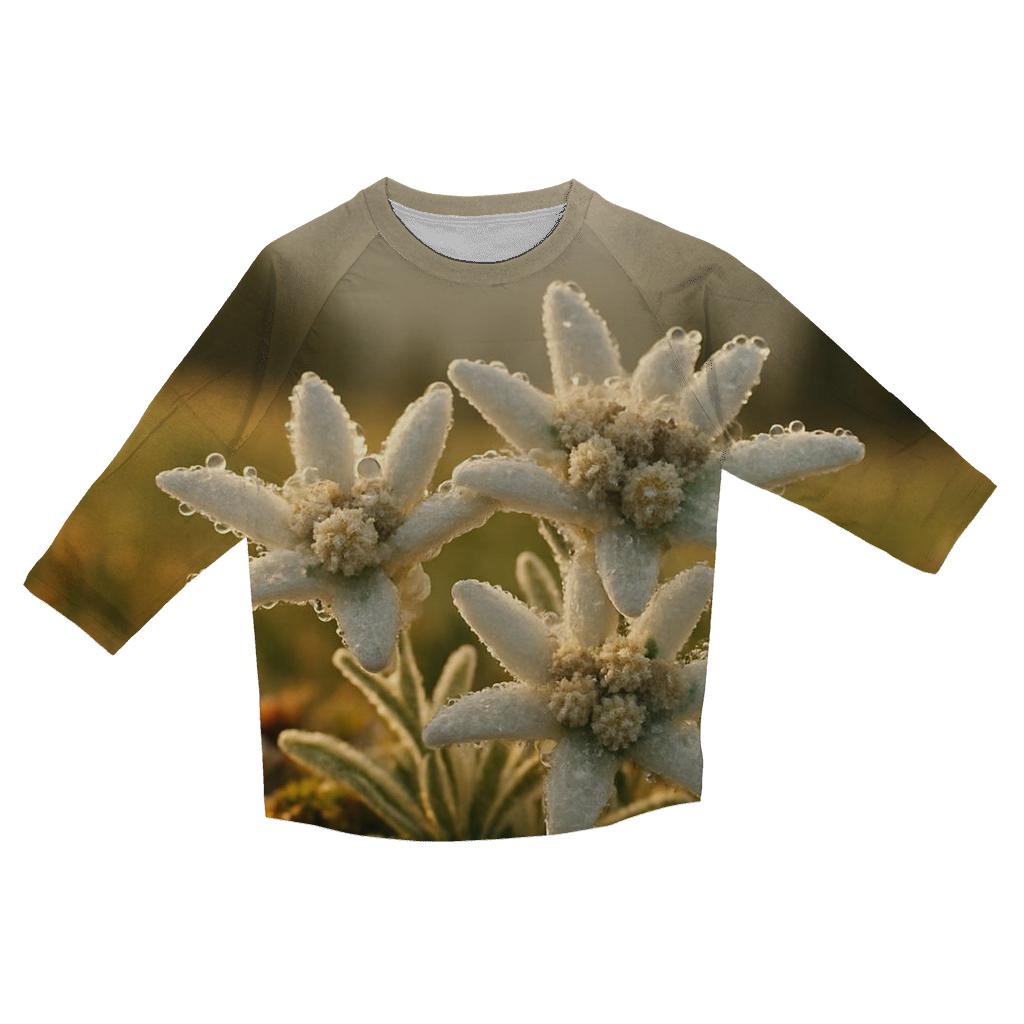 Dawn Dew On Alpine Edelweiss fashion 3/4 sleeve shirts
