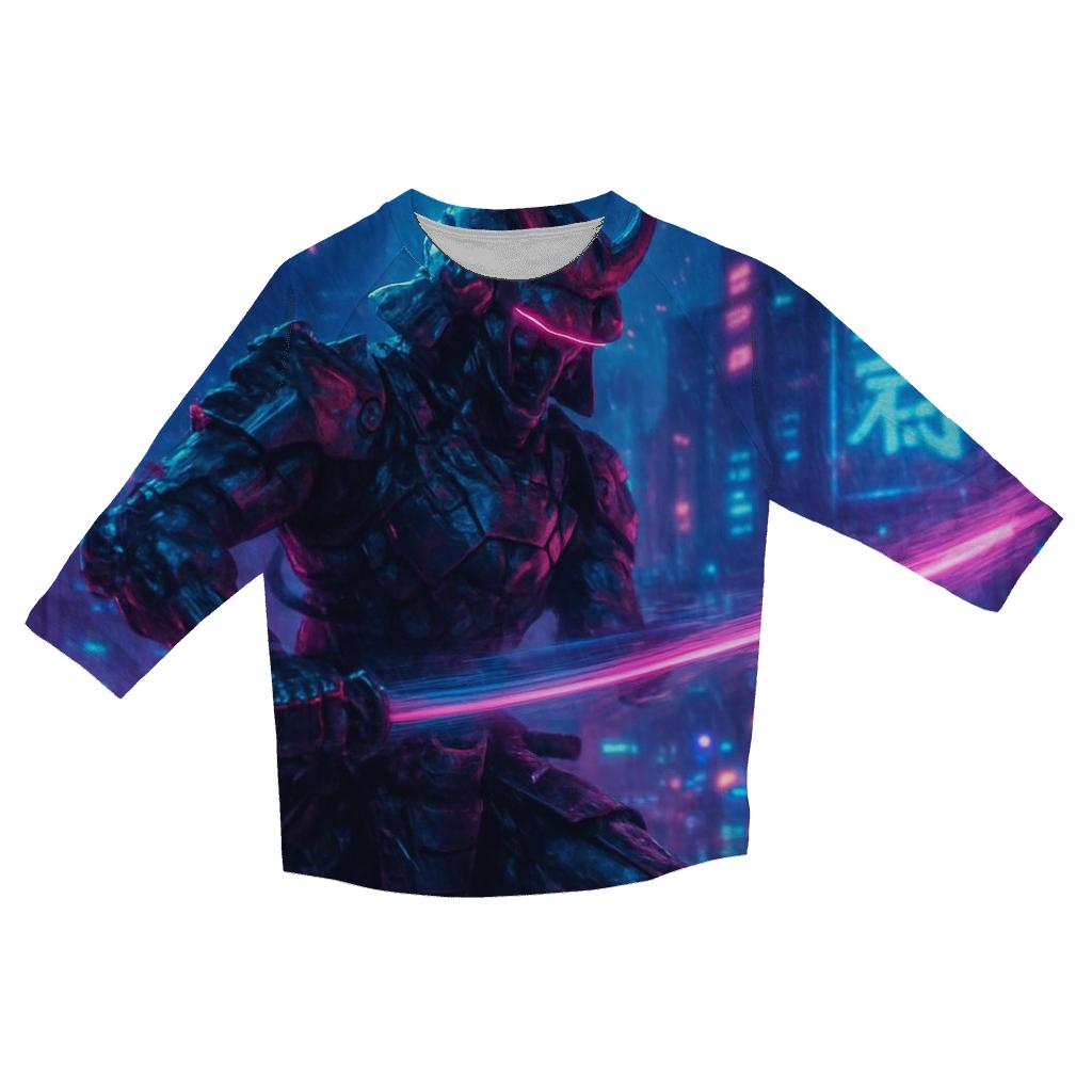 Neon Cyber Samurai casual three quarter sleeve shirts