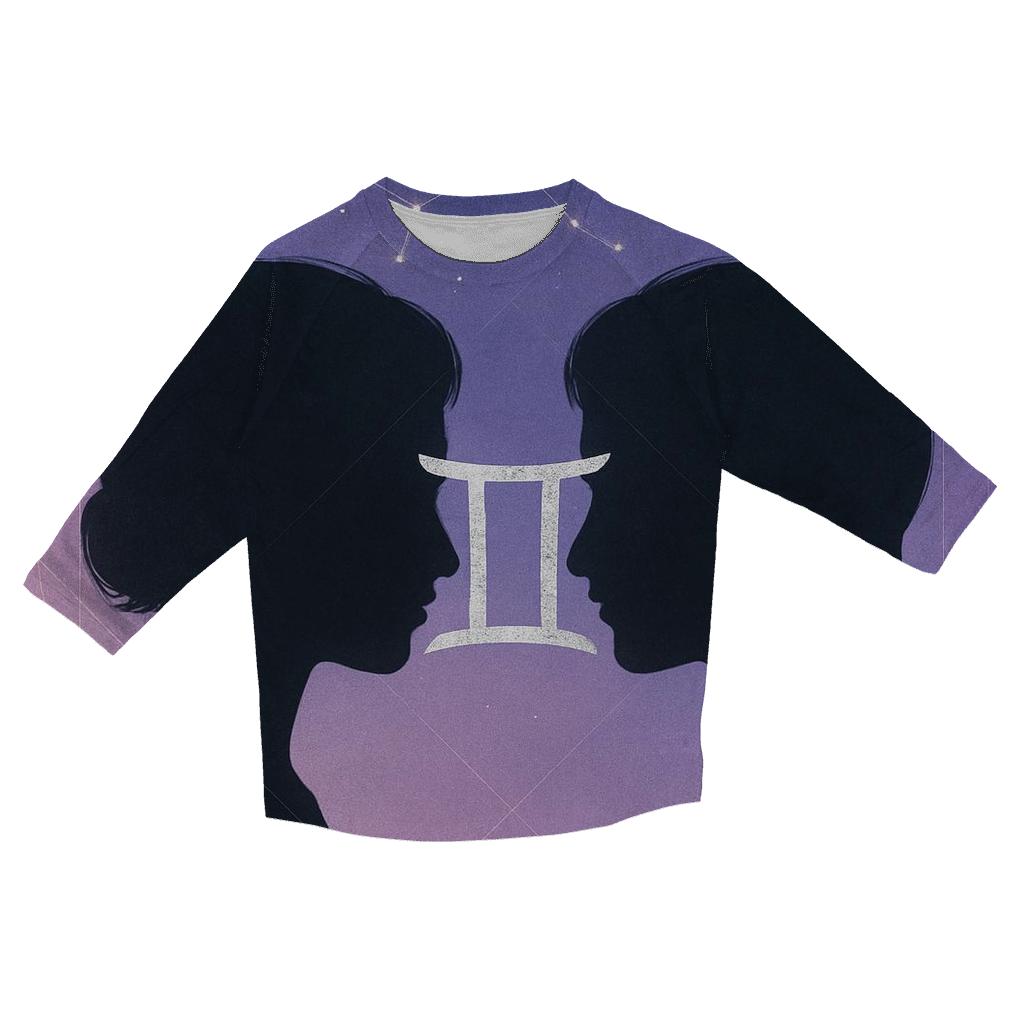 Luminous Gemini Twin Portrait printed three quarter sleeve shirts