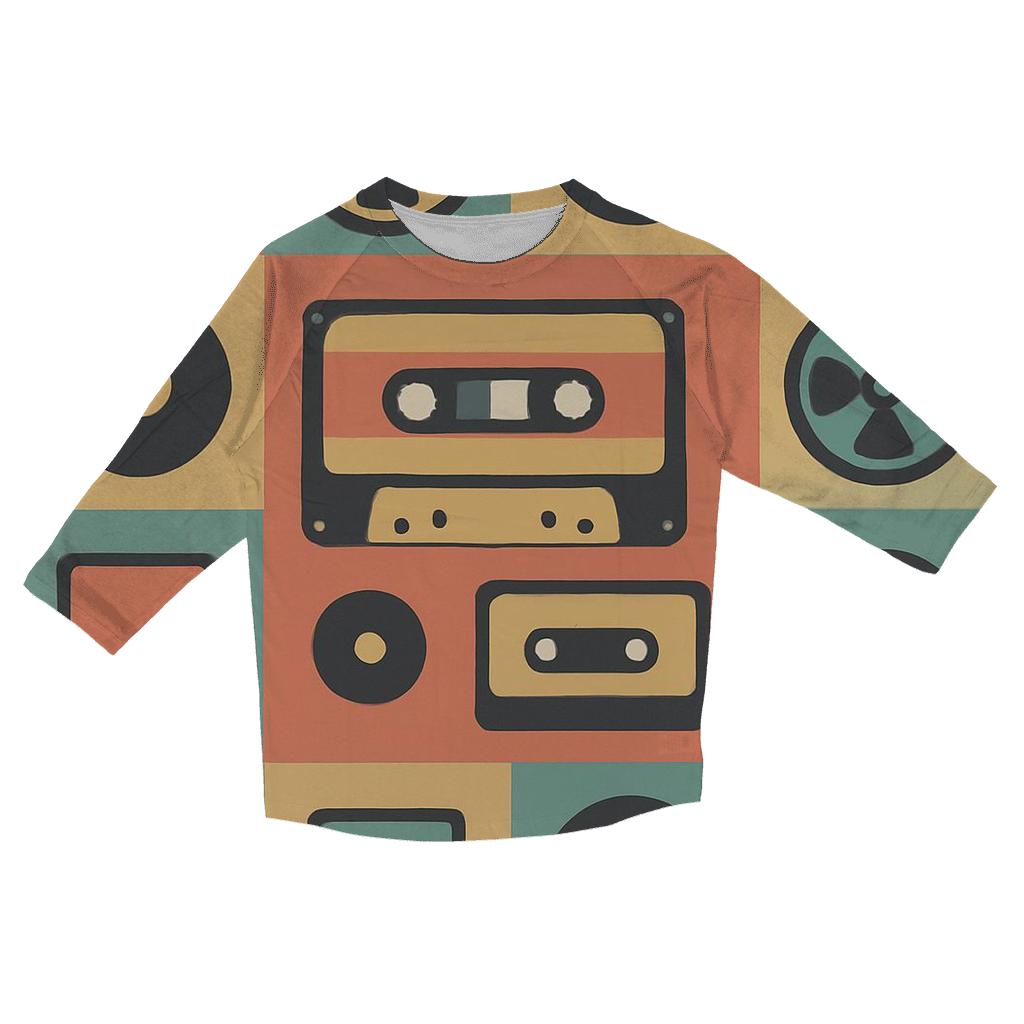 Cassette Mosaic Pattern fashion 3/4 sleeve shirts