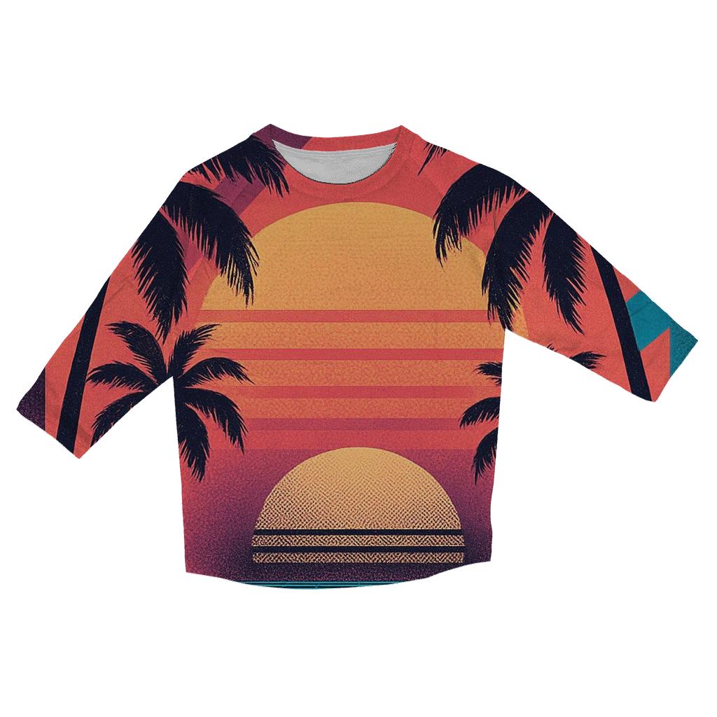 Retro Wave Sunset Palms trendy 3/4 sleeve tops