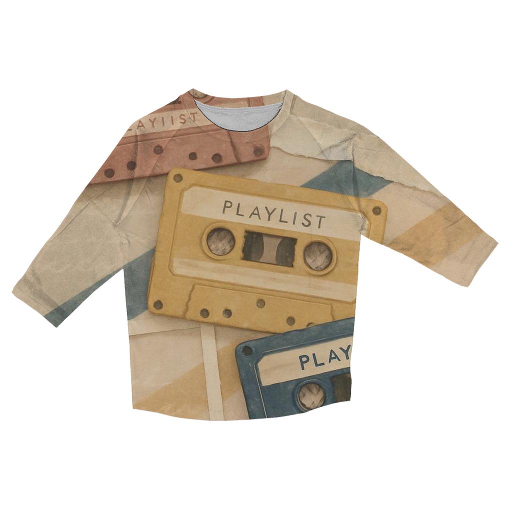 Retro Cassette Mixtape Collage personalized 3/4 sleeve tees