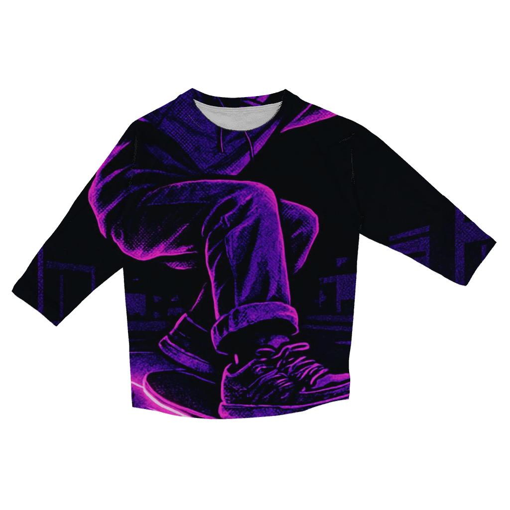 Neon Night Skate fashion 3/4 sleeve shirts
