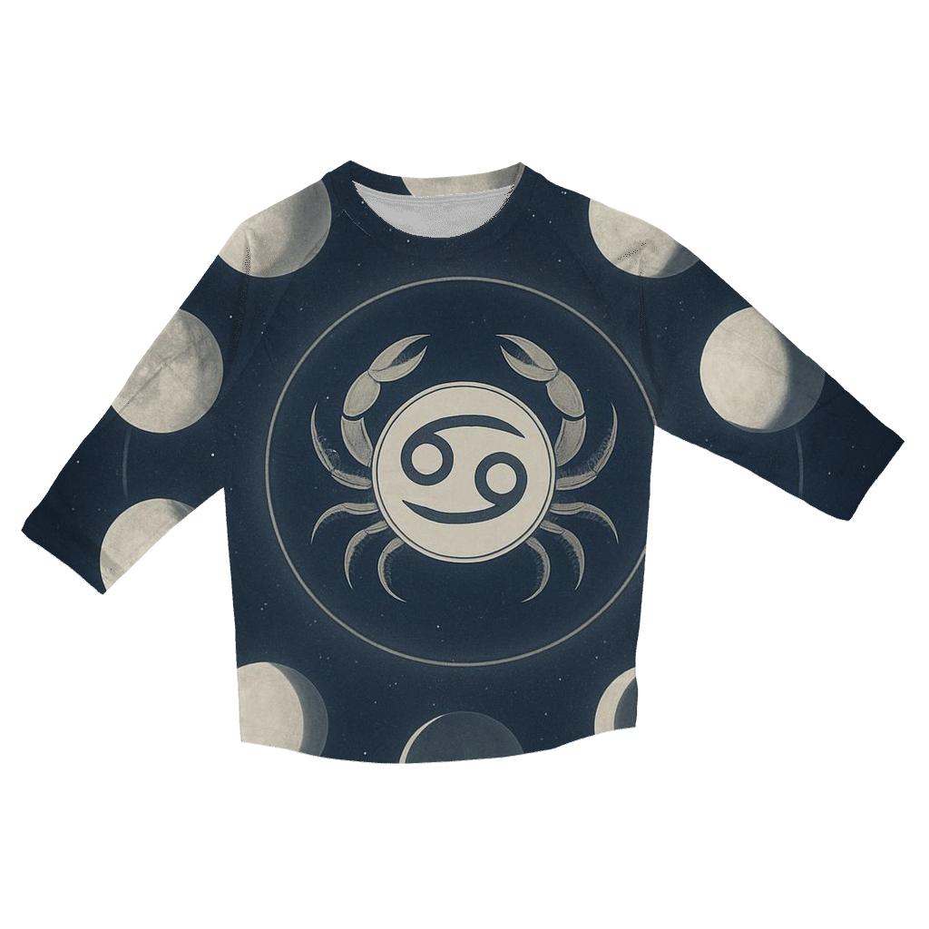 Cancer Moon Phase Cycle printed three quarter sleeve shirts