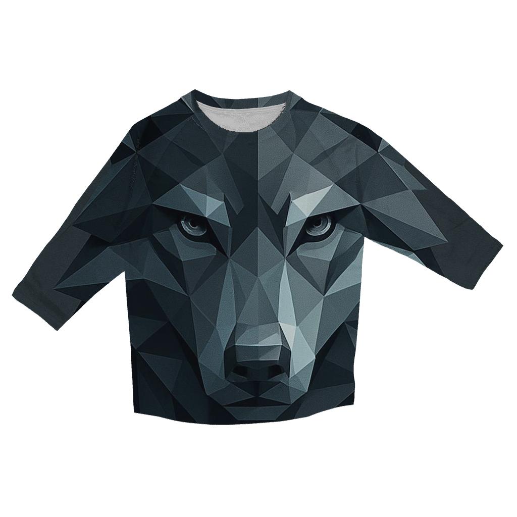 Abstract Geometric Wolf stylish quarter sleeve tops