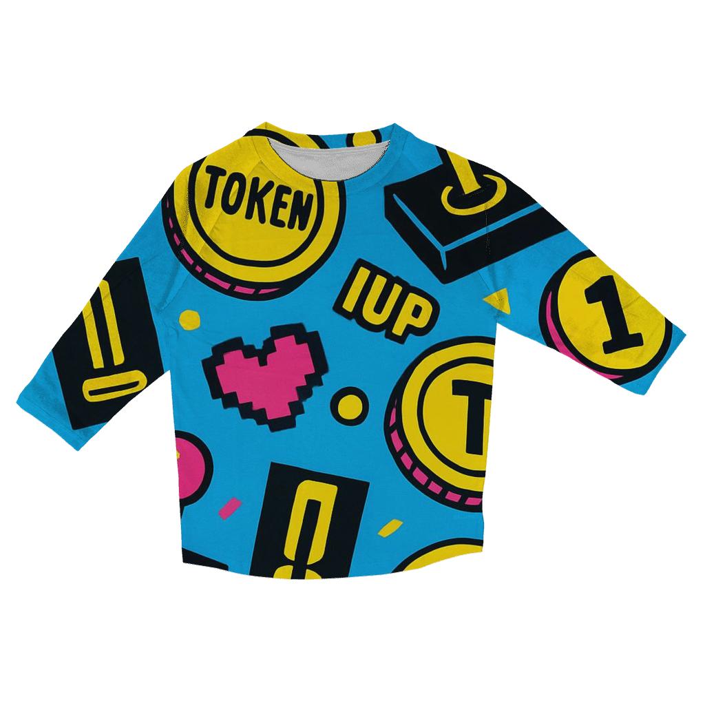 Retro Arcade Tokens custom 3/4 sleeve shirts