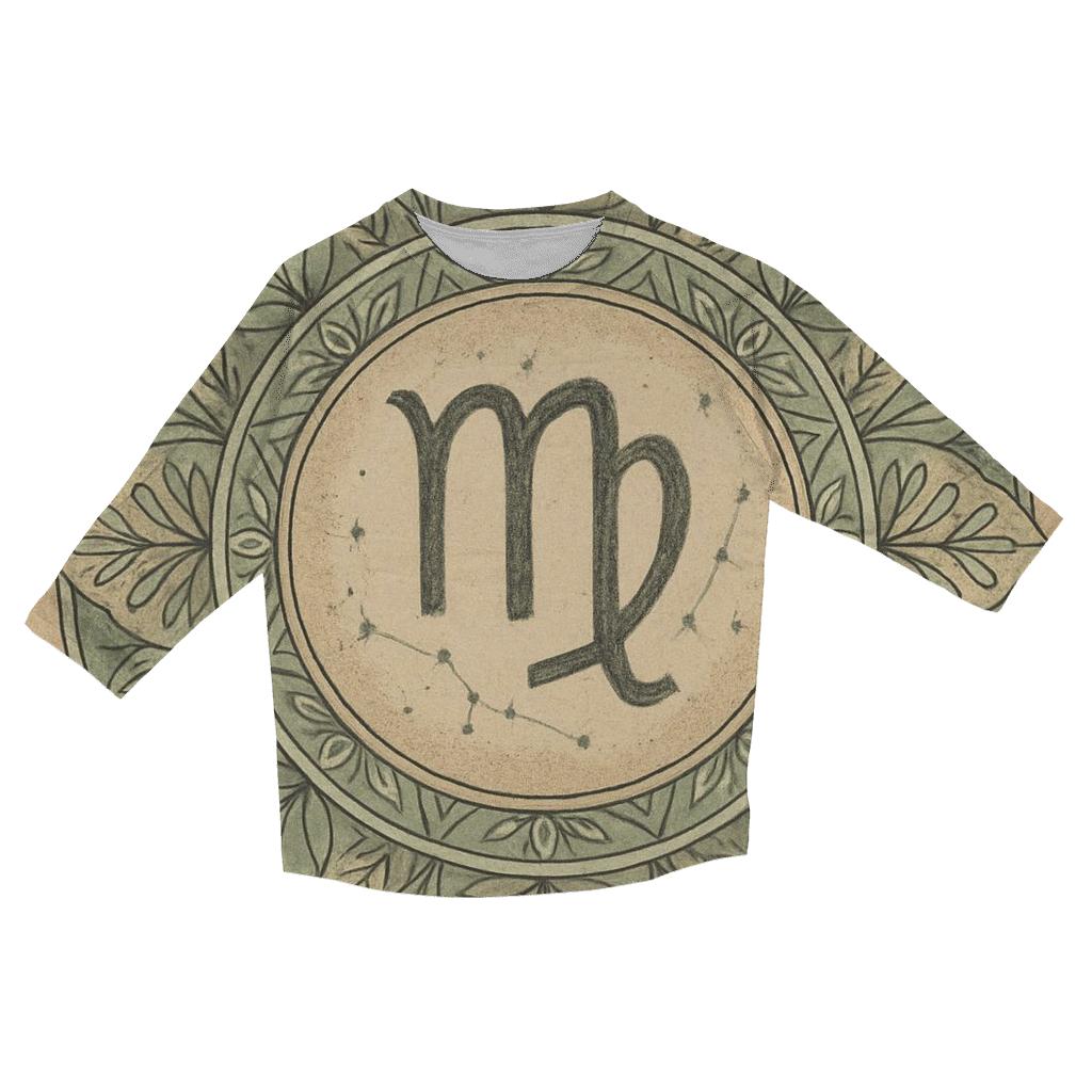 Virgo Earth Mandala Pattern trendy 3/4 sleeve tops