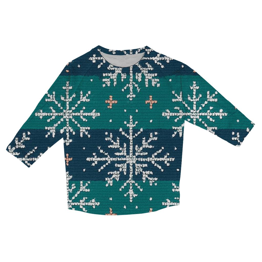 Snowflake Brickwork Mosaic Design trendy 3/4 sleeve tops