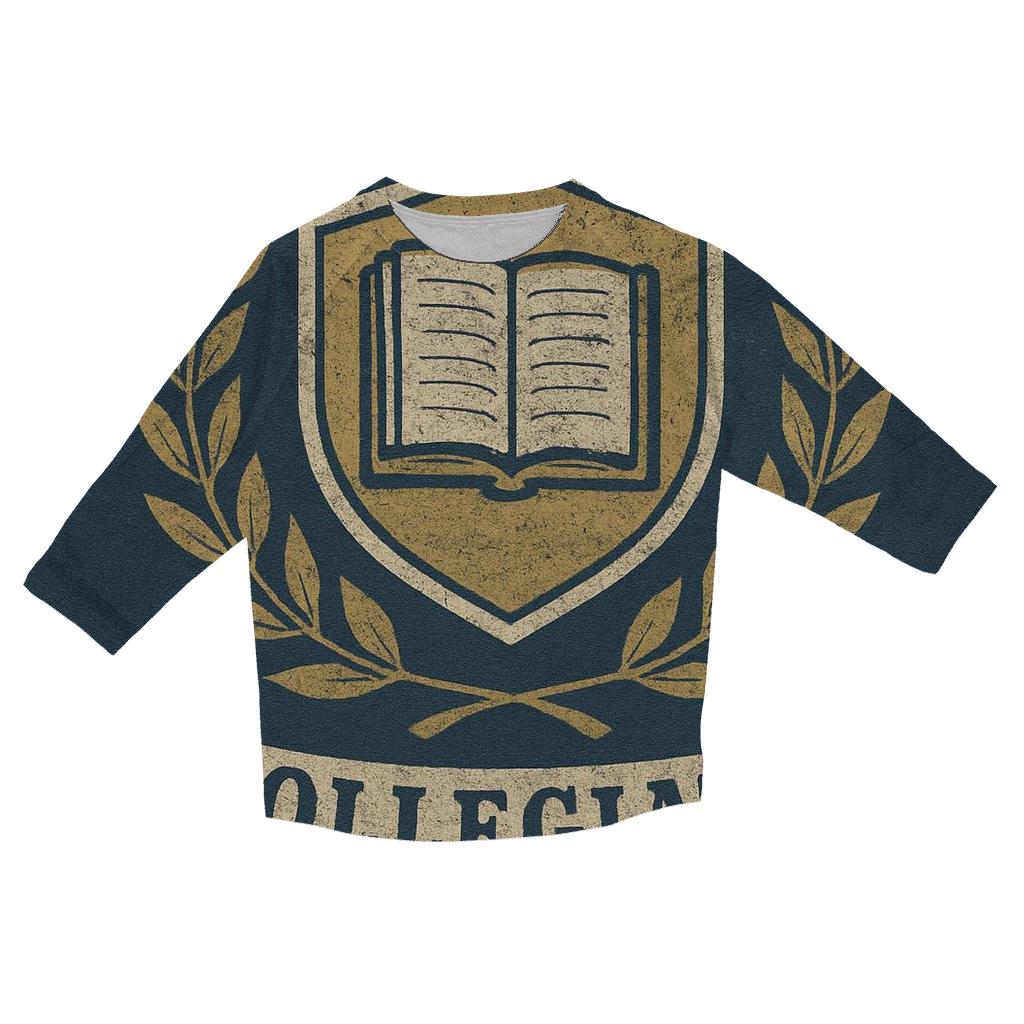 Faded College Crest Emblem custom 3/4 sleeve shirts