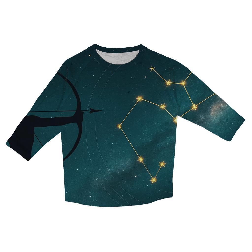 Sagittarius Archer Star Map printed three quarter sleeve shirts