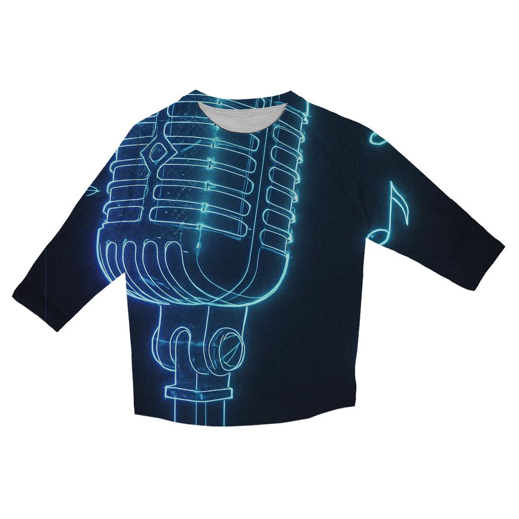 Microphone Neon Blueprint printed three quarter sleeve shirts