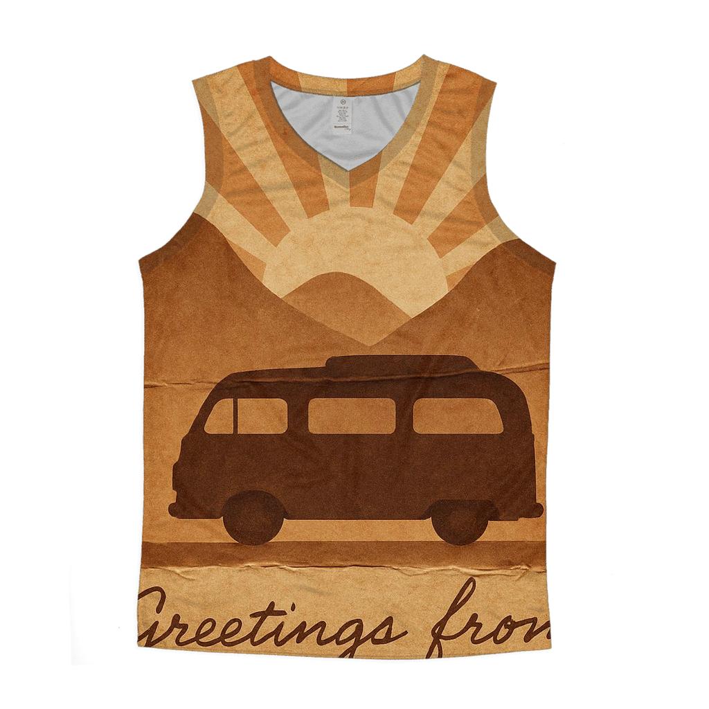 Sepia Postcard Roadtrip Scene designer workout tanks