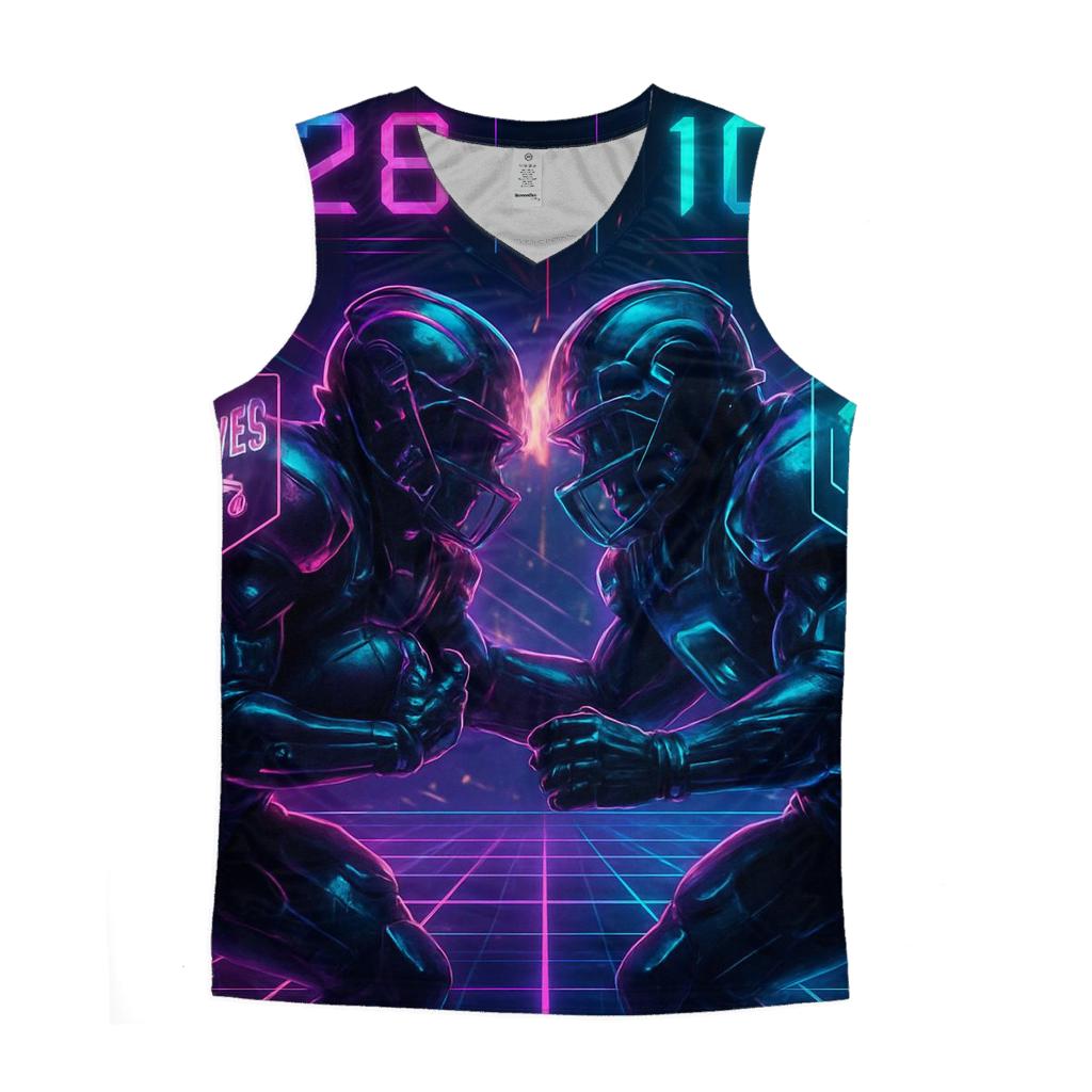 Neon Circuit Clash graphic print tank tops