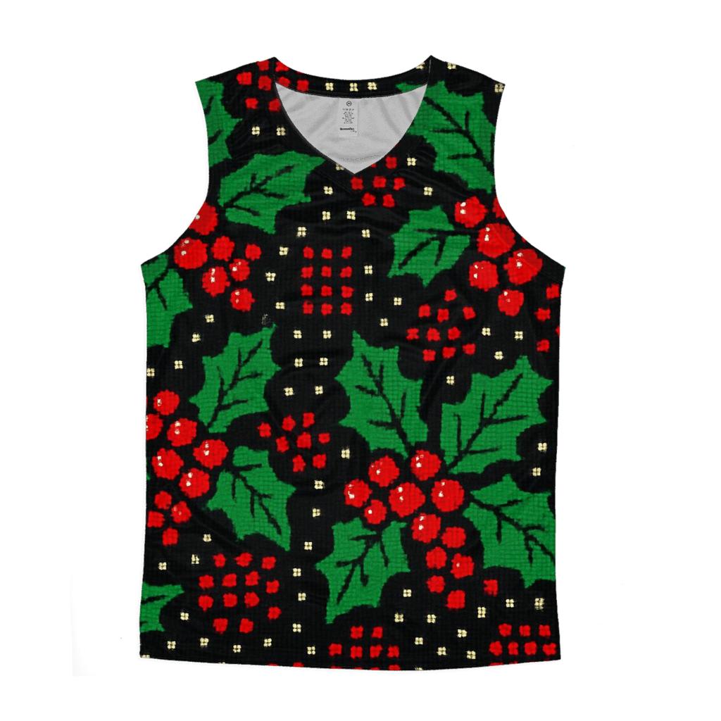 Holly Berry Dot Matrix Design trendy fitted tank tops