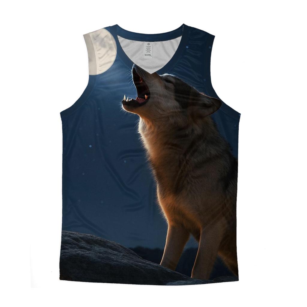 Moonlit Howl On Granite stylish racerback tanks
