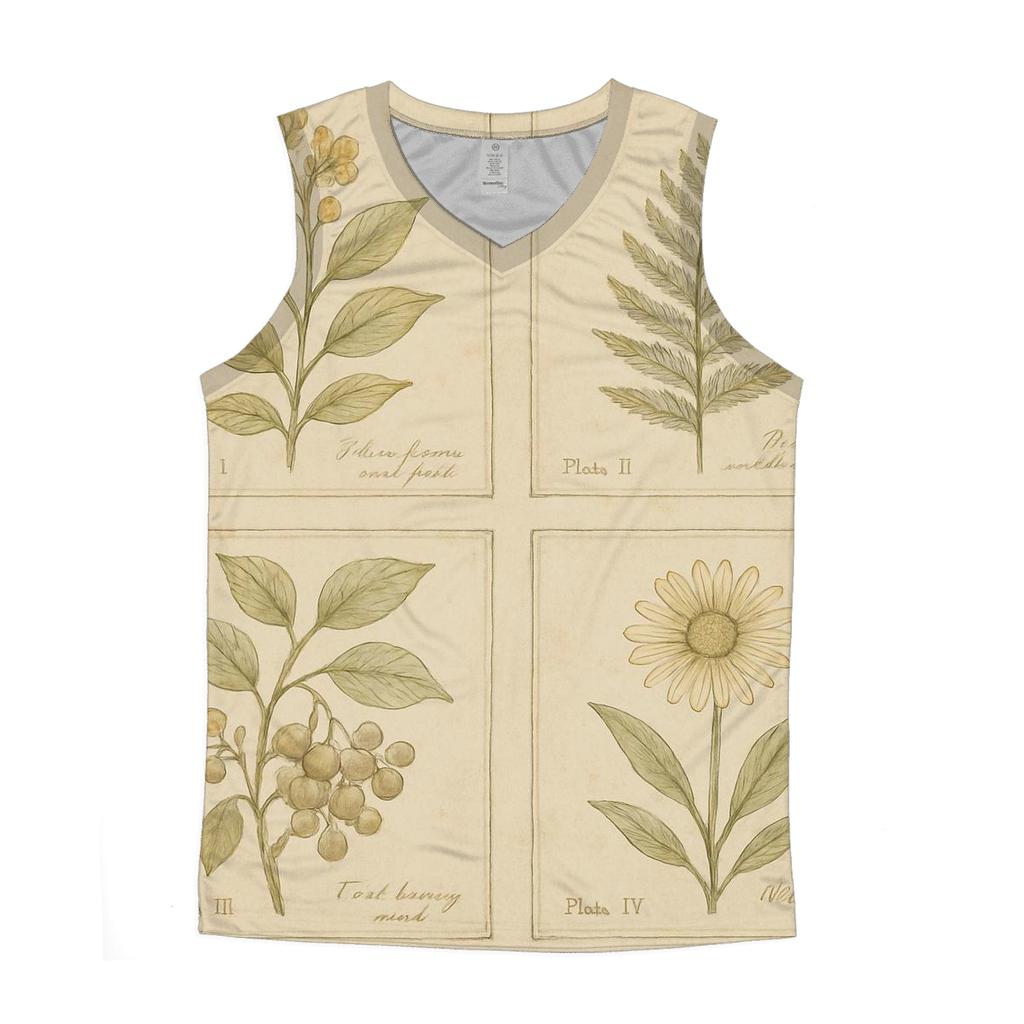 Weathered Botanical Illustration Set personalized athletic tanks
