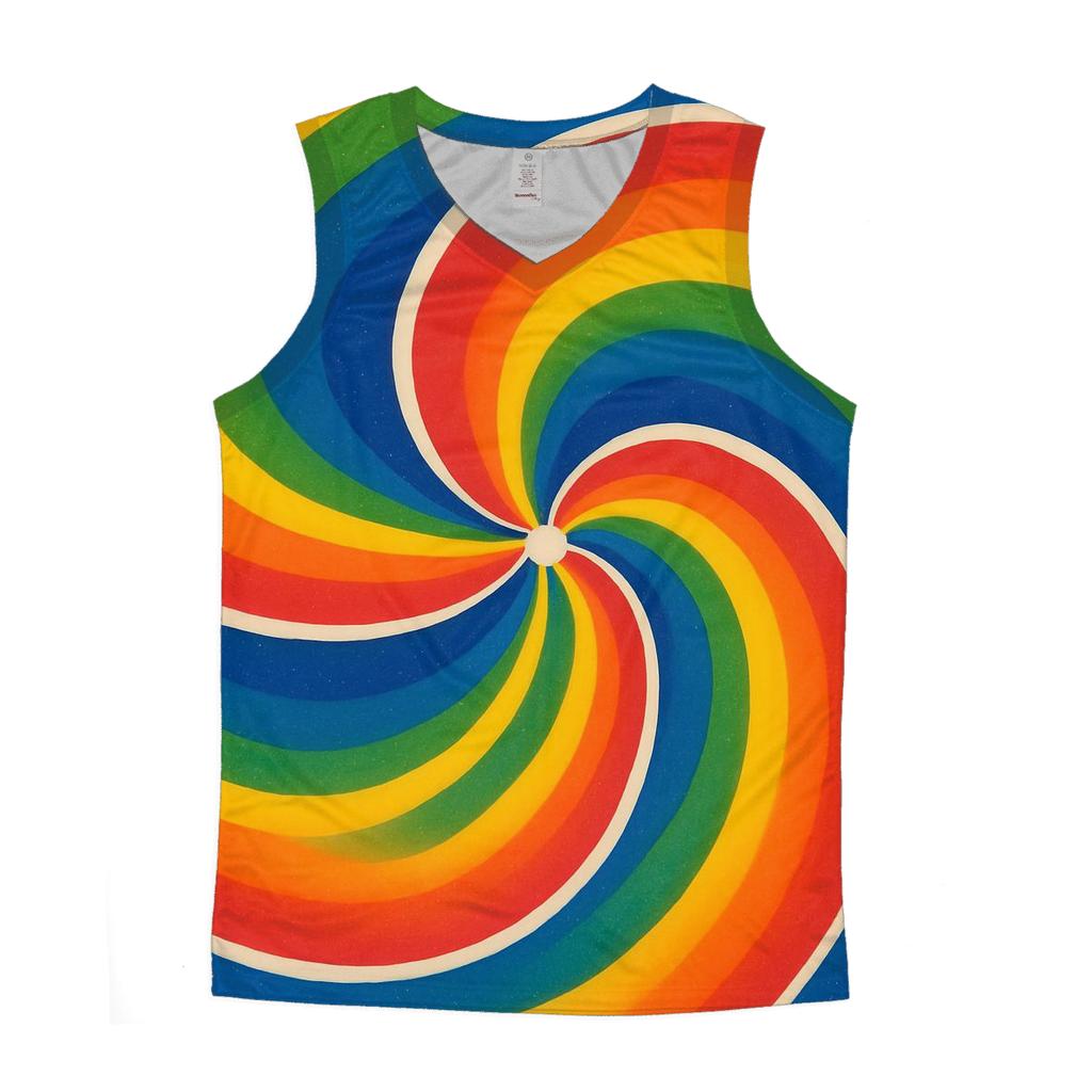 Split Rainbow Spiral personalized athletic tanks