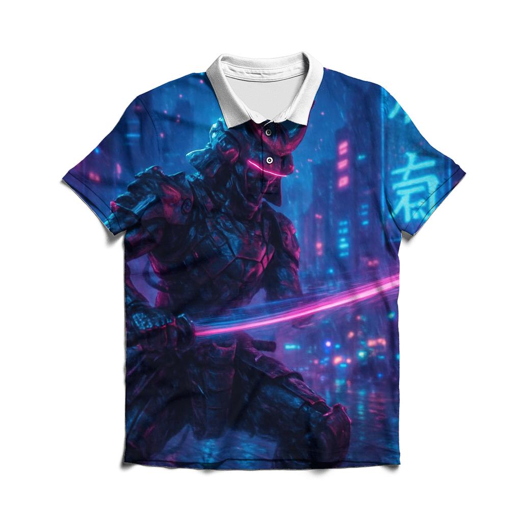 Neon Cyber Samurai personalized polo shirts