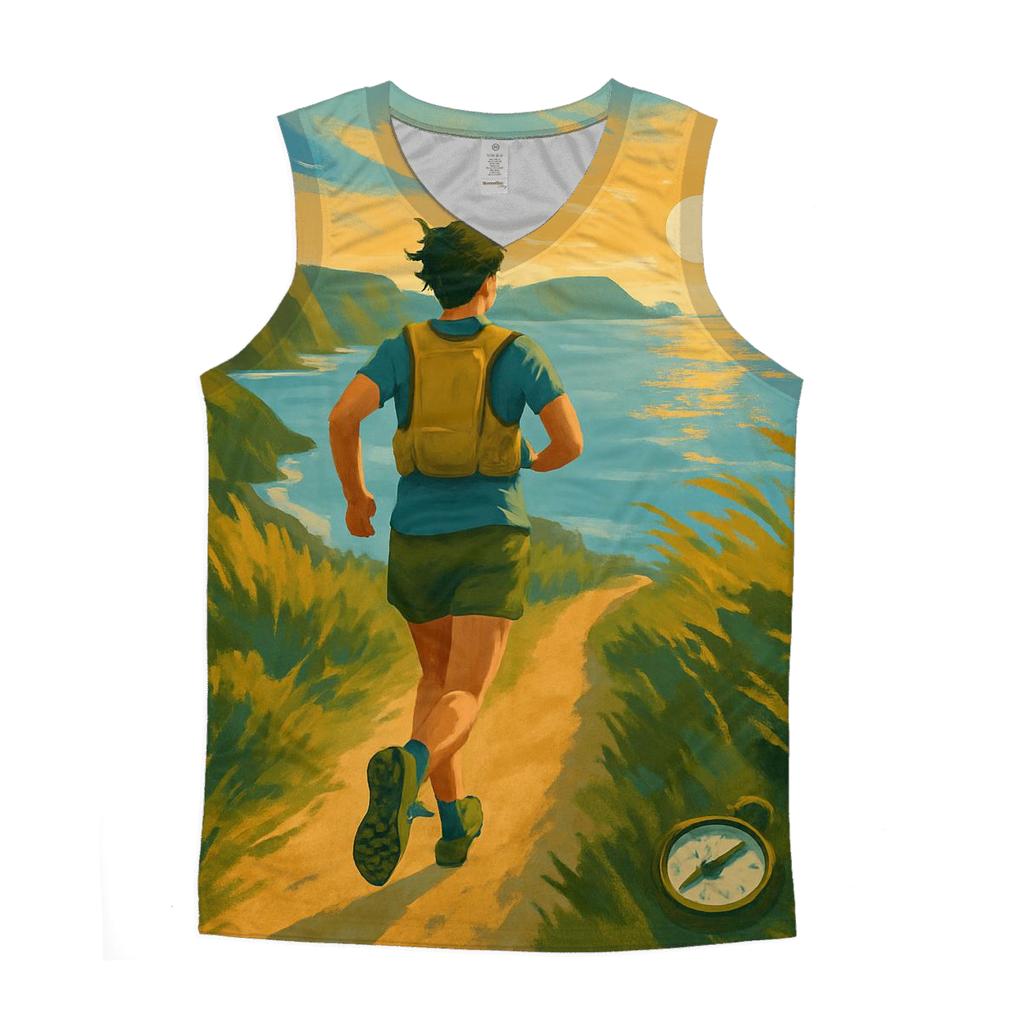 Cliffside Trail Runner graphic print tank tops