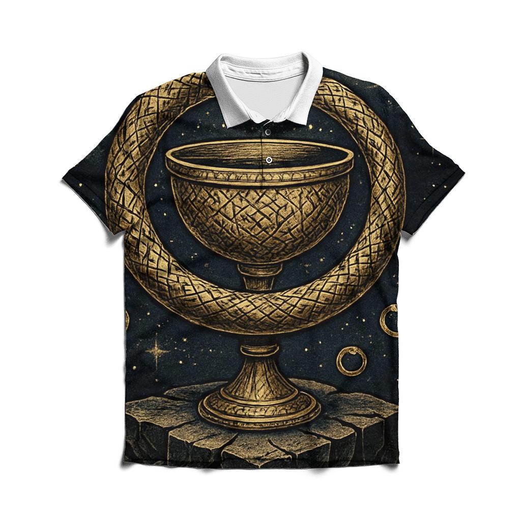Orbiting Serpent Chalice custom polo shirts