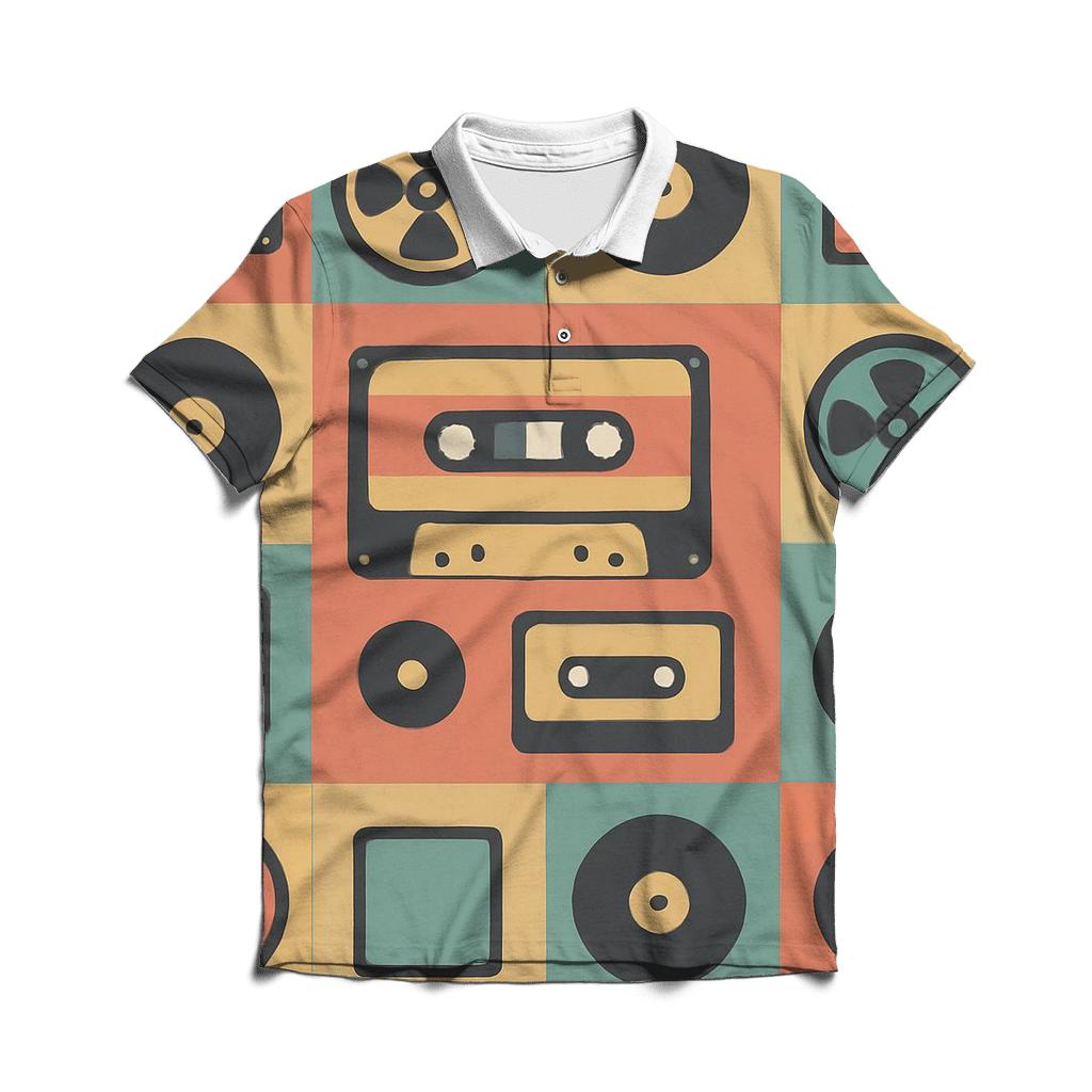 Cassette Mosaic Pattern stylish collar polo tees