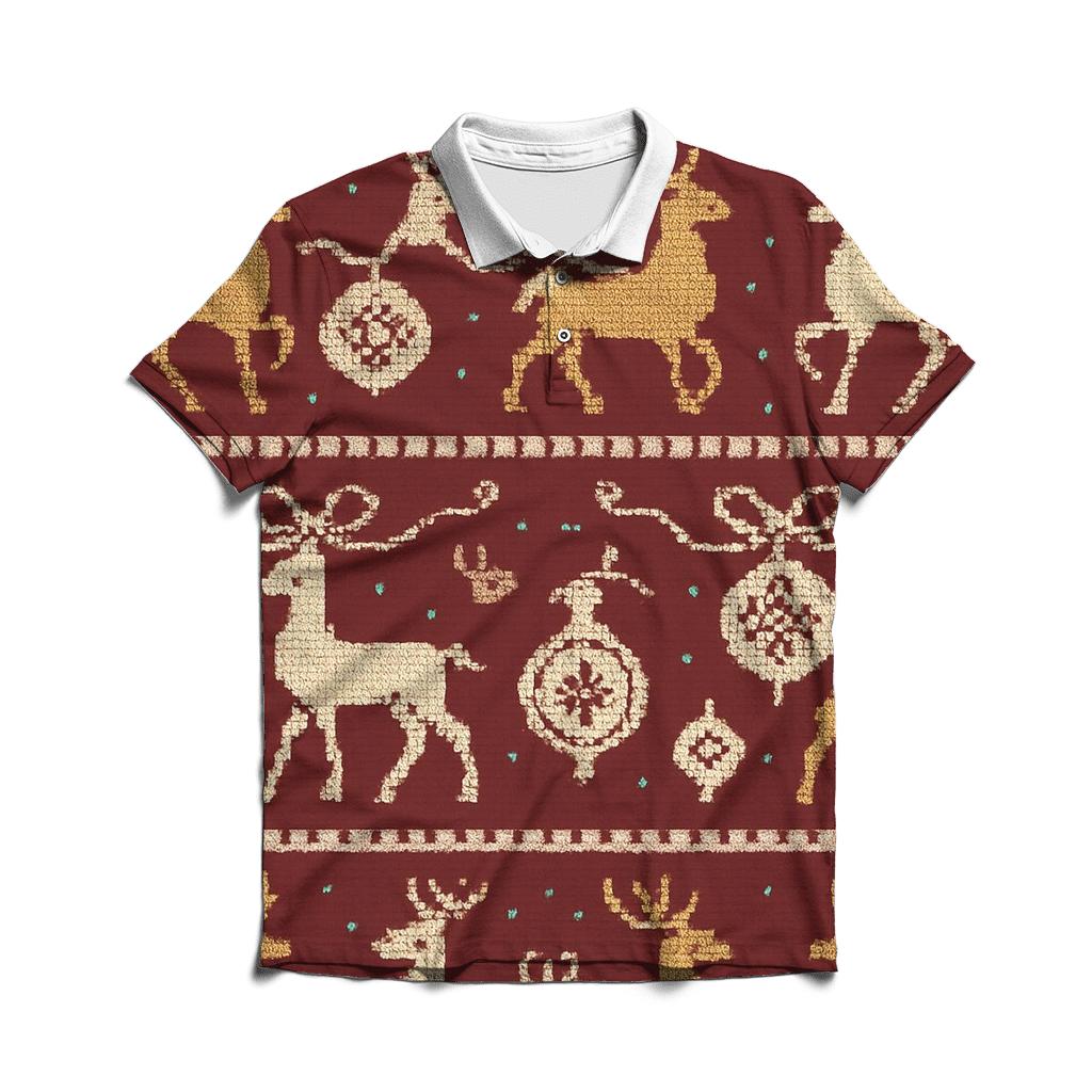 Reindeer Ribbon Carousel Design classic pique polos
