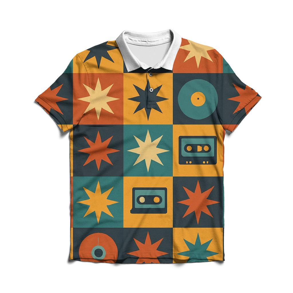 Funk Starburst Grid premium cotton polo shirts