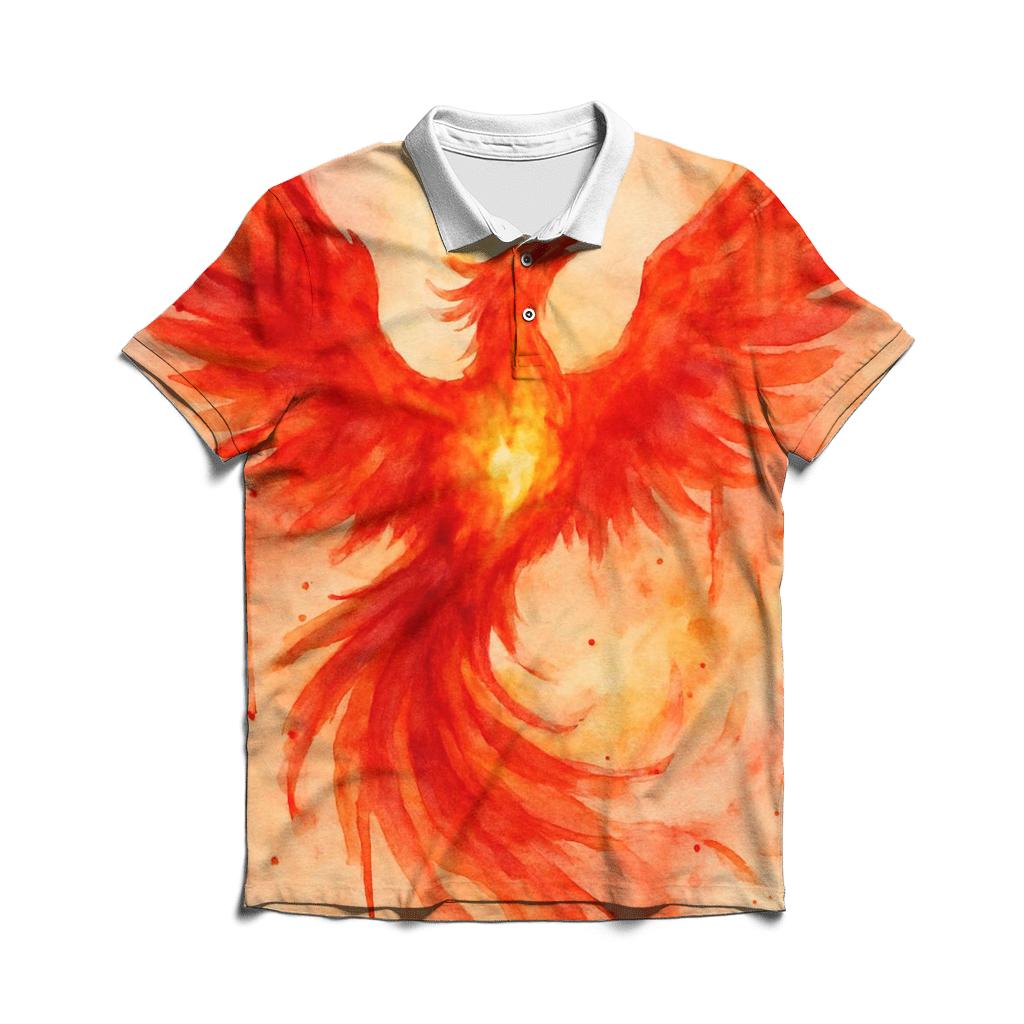 Watercolor Phoenix Rising casual sports polo shirts