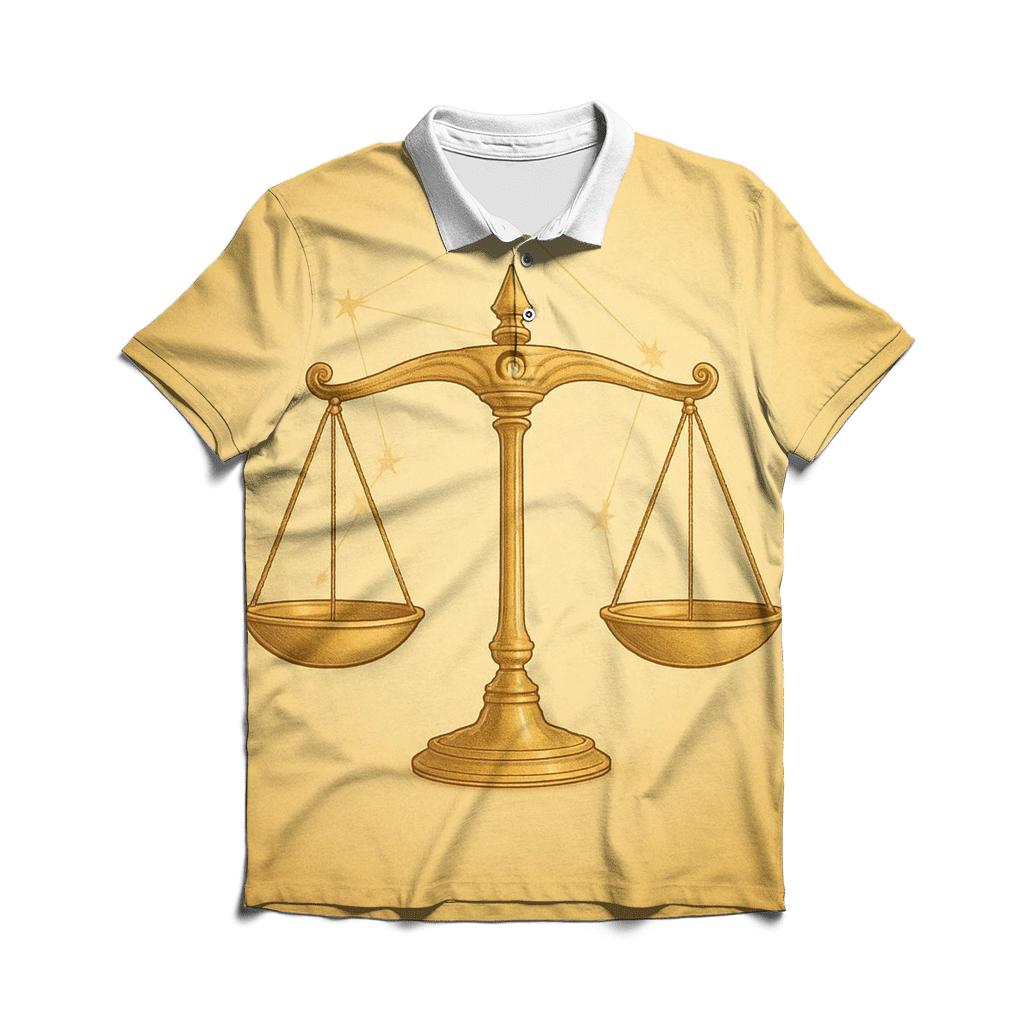 Libra Golden Scales Balance classic pique polos